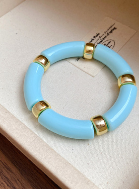 亚克力圆形拼接手链时尚夸张个性手环小众设计感手饰波西米亚手镯