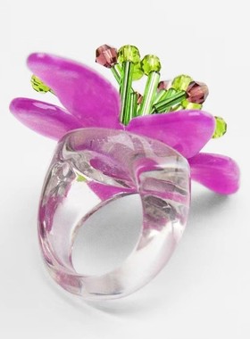 亚克力编织水晶花朵戒指