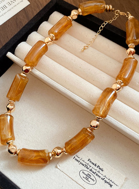 新中式中国风竹节项链女时尚个性百搭锁骨链2026新款高级感毛衣链