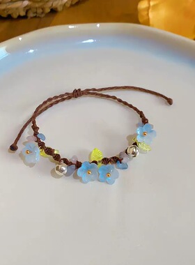 手作款新中式花朵编绳手链女生夏天轻奢小众精致闺蜜