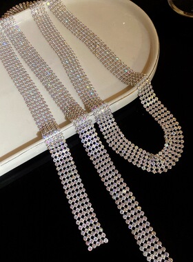 钻链叠带长款项链欧美个性冷淡风气质锁骨链轻奢高级感项饰女