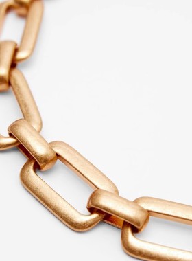 拼接几何方形金色锁骨链女