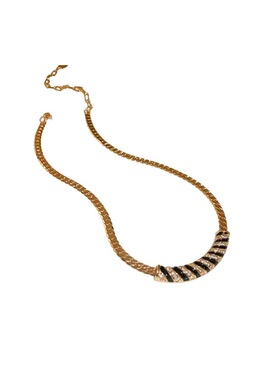 欧美风饰品黑金条纹项链女时尚百搭锁骨链个性简约气质颈链