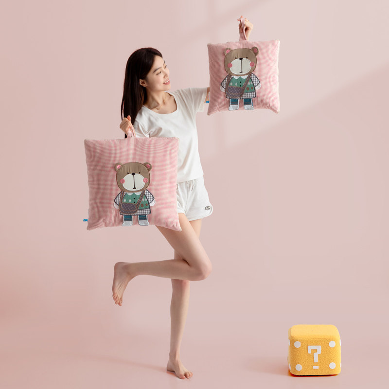 全棉卡通可爱抱枕被子两用午休靠枕办公室午睡空调毯子二合一车载,淘宝优惠券,粉丝福利购,淘宝优惠卷