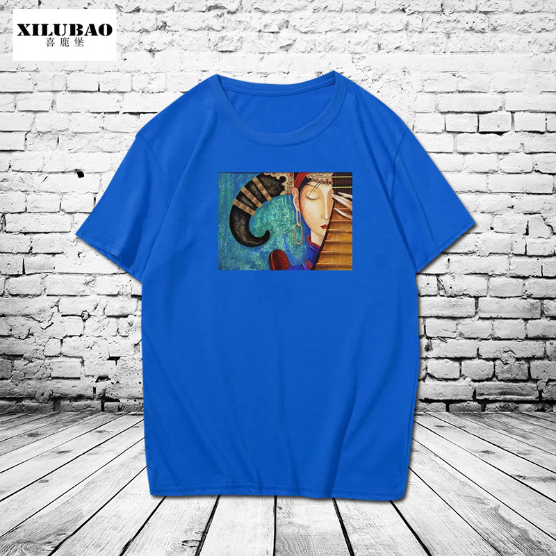 民族风情侣短袖服装蒙古女孩t恤衫 喜鹿堡T恤