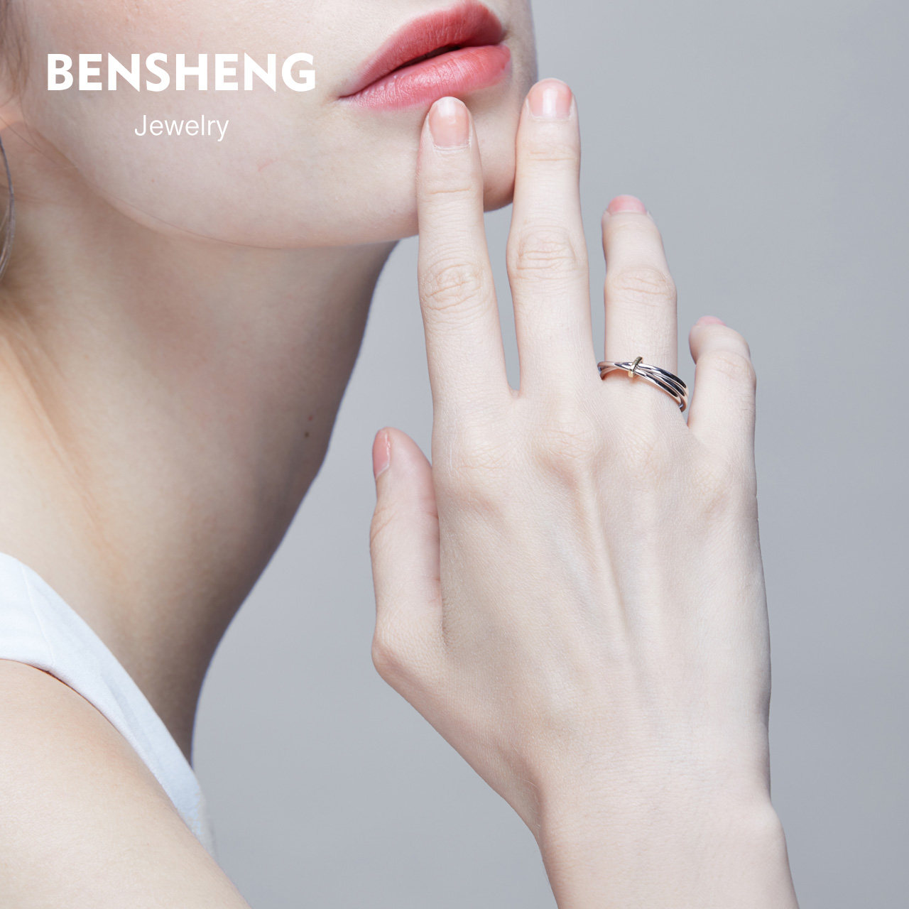 bensheng相伴纯银9k黄金结婚对戒指 本笙戒指/指环