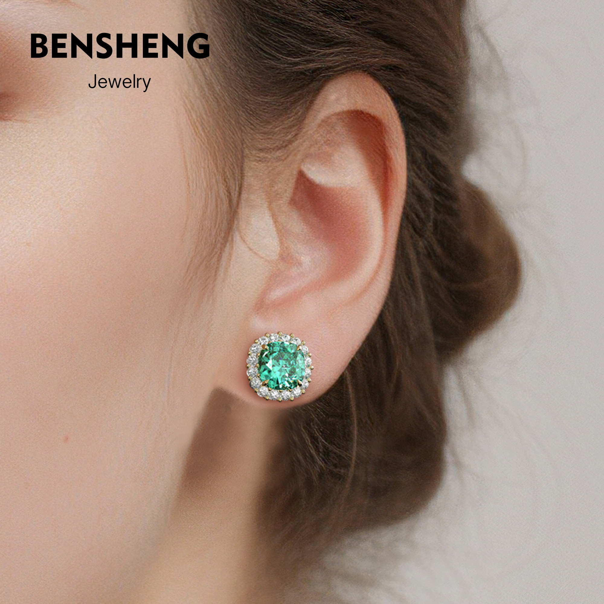 莫桑钻2.4克拉实验室培育帕拉伊巴石榴石耳钉女s925纯银耳环耳饰,淘宝优惠券,粉丝福利购,淘宝优惠卷