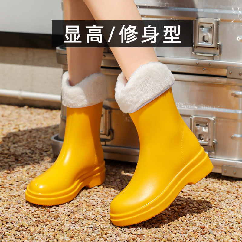 新款雨靴女士时尚雨鞋防滑水鞋加绒保暖中帮高筒成人套鞋涉水防水,淘宝优惠券,粉丝福利购,淘宝优惠卷