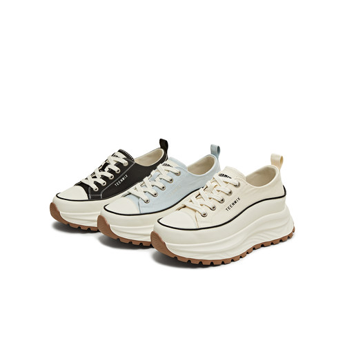 天美意夏季新款潮流运动系带厚底增高休闲百搭女板鞋KJ008BM5 - 图3