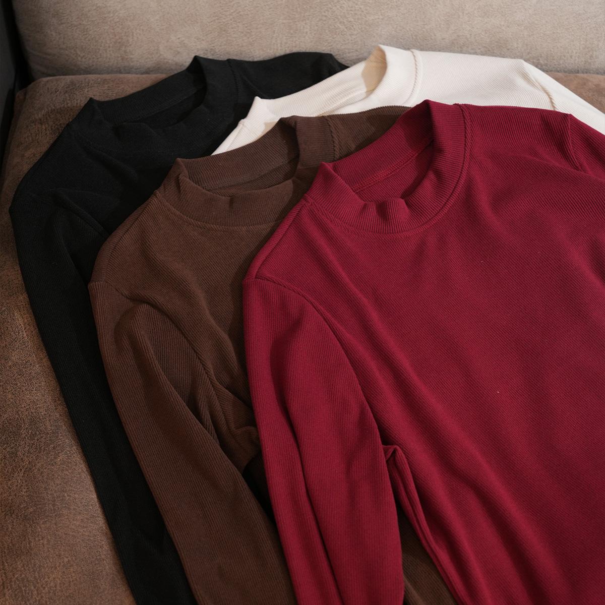 早春新款亲肤多色大码双面抗条打底衫 200斤胖mm宽松百搭显瘦内搭 - 图2