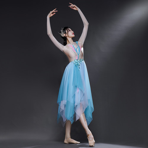 艺考中国舞舞蹈服古典舞飘逸演出服练功服古典舞服装仙气伴舞中裙 - 图0