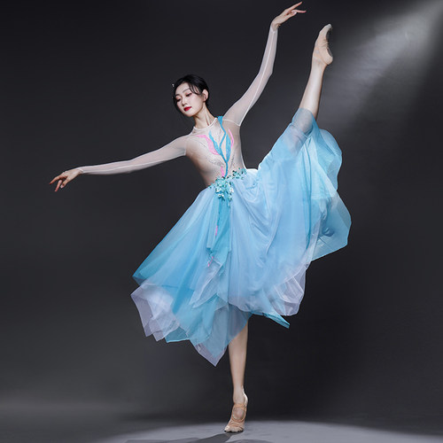 艺考中国舞舞蹈服古典舞飘逸演出服练功服古典舞服装仙气伴舞中裙 - 图1