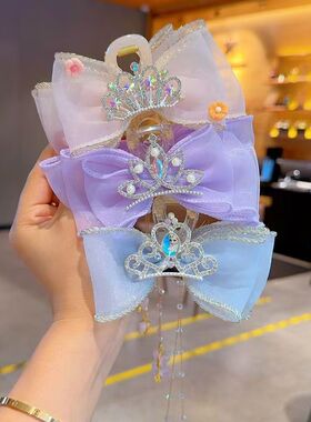 儿童甜美蝴蝶结皇冠流苏抓夹