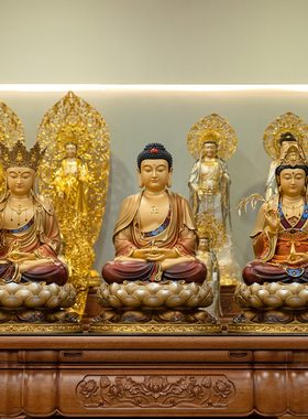 圆通纯铜太古彩观音菩萨佛像摆件