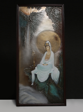 自在观音佛像壁画着色禅定铜雕