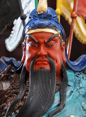 纯铜贴金关公摆件家用招财武财神