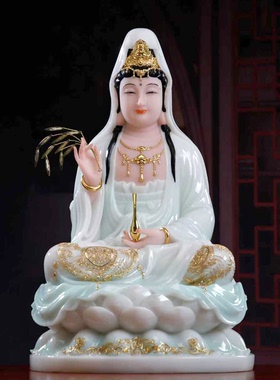 观音佛像娑婆三圣汉白玉家用供奉