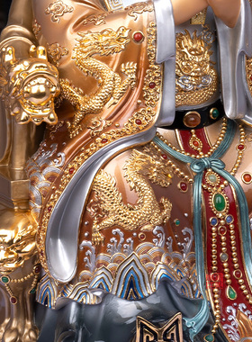 龙王爷神像坐龙椅持令牌摆件纯铜