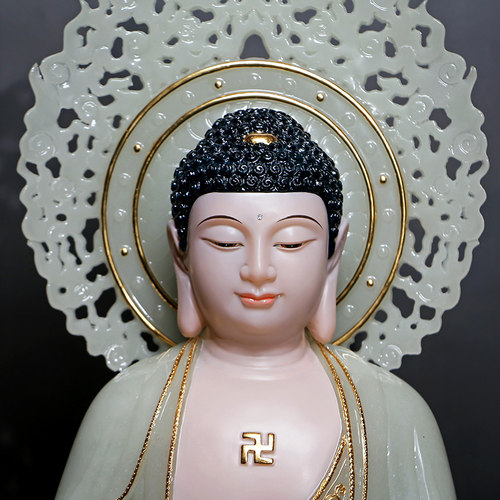 圆通佛具西方三圣汉白玉摆件翠玉阿弥陀佛观音菩萨佛像观世音站像 - 图3