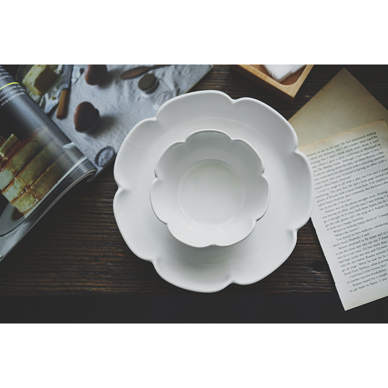 花 哑光感陶瓷深盘 饭碗 益子烧风格日式花型盘碗小而美 Fineliving原美好同学会 淘优券