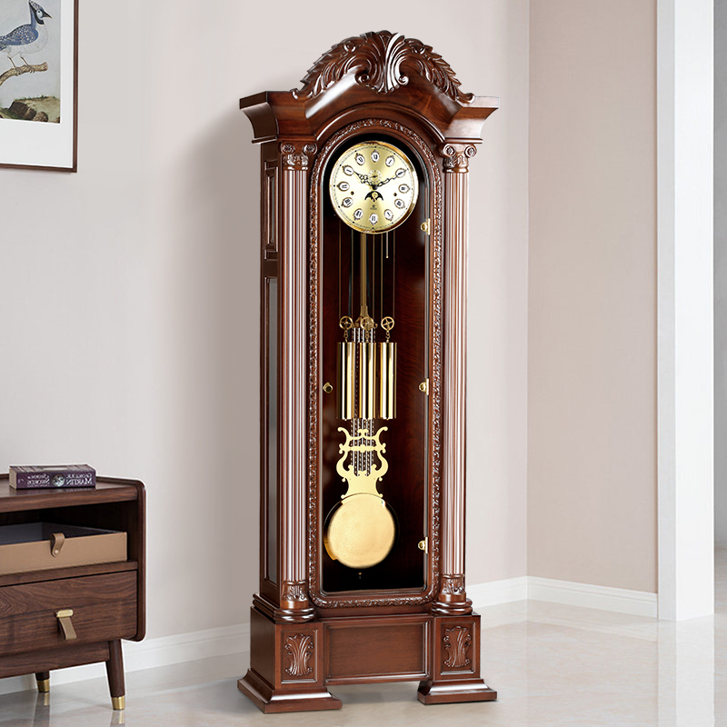 POWER欧式落地钟客厅立钟德国赫姆勒大座钟摆钟复古实木机械钟表-图0