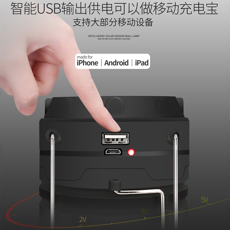 太阳能露营灯可充电LED帐篷灯户外超亮手提马灯家用应急照明野外-图2
