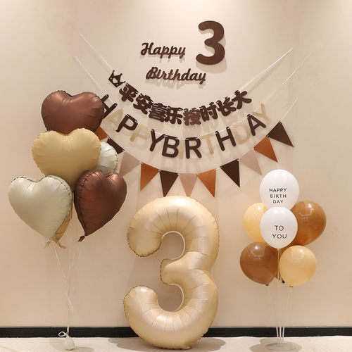 周岁生日场景布置装饰品男孩女孩儿童数字气球生日快乐派对背景墙 - 图1