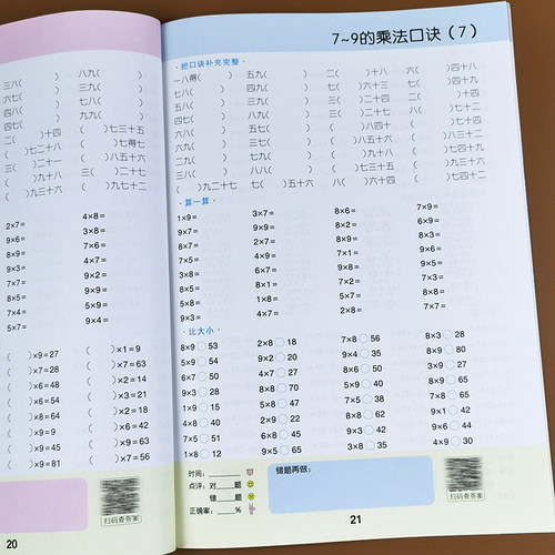 表内乘除法练习题共2本 口算本天天练数学专项练习本横式竖式九九乘法表口算题卡练习册二年级乘法除法口算题口诀表计算题强化训练 - 图2