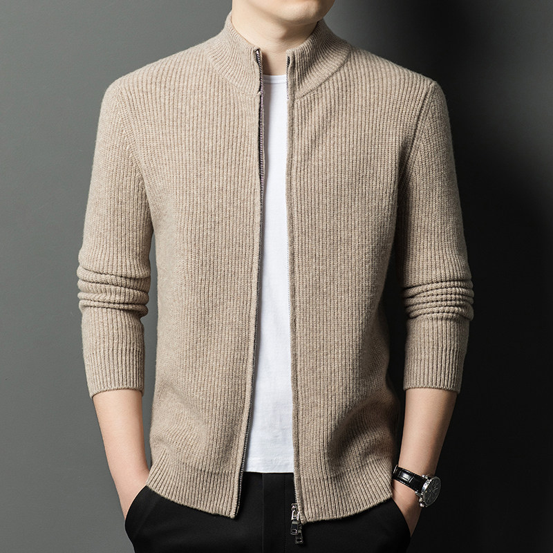 恒源祥高端外穿羊毛衫男款秋冬季针织衫拉链开衫外套衣服男士毛衣