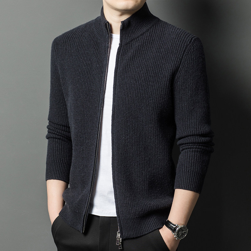 恒源祥高端外穿羊毛衫男款秋冬季针织衫拉链开衫外套衣服男士毛衣
