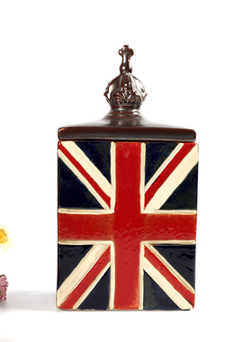 外贸做旧美式旗帜储物罐子糖果罐饼干罐摆件装饰品花瓶客厅装饰
