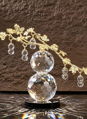 轻奢招财水晶葫芦摆件乔迁礼品