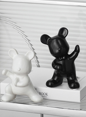 简约轻奢创意小熊书档摆件