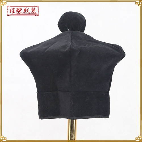戏曲罗帽螺帽京剧老生家院武生帽子黑罗帽家丁帽武松帽六角素罗帽 - 图0