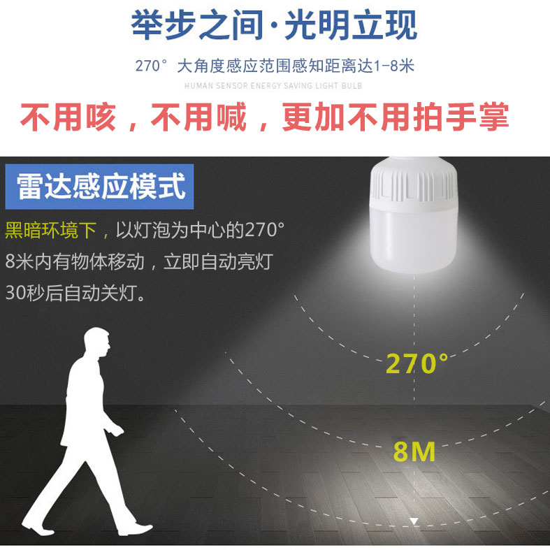 插头插座LED灯带开关插电灯泡超亮卫生间楼梯过道车库自动感应灯