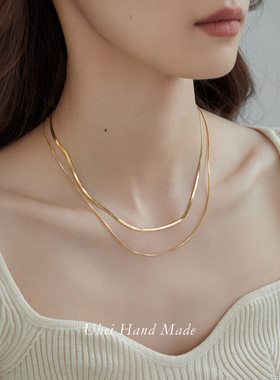 钛钢女通勤时髦金色锁骨链ins