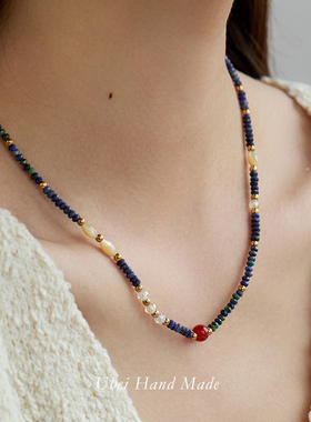 复古波西米亚风天然石串珠项链