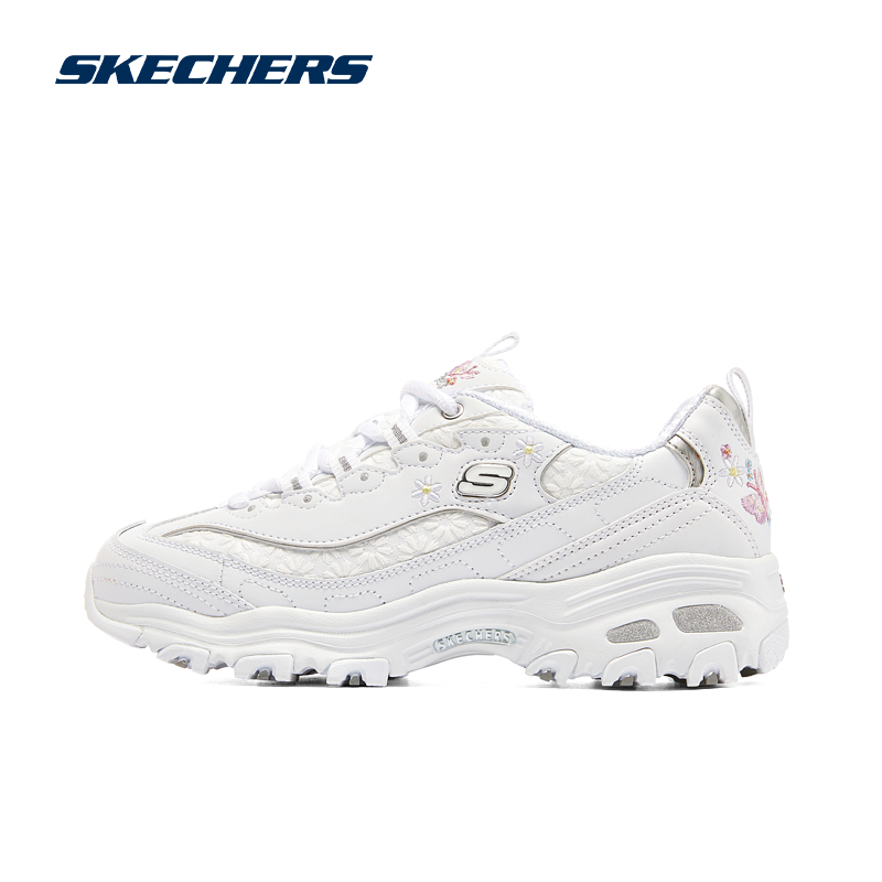 Skechers斯凯奇夏季女鞋新款小白鞋蕾丝透气运动鞋休闲黑白老爹鞋 - 图3