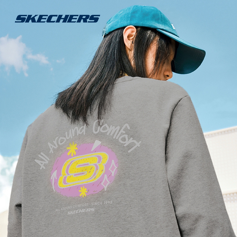 Skechers斯凯奇新款女子运动卫衣情侣套头衫长袖百搭宽松上衣男 - 图2