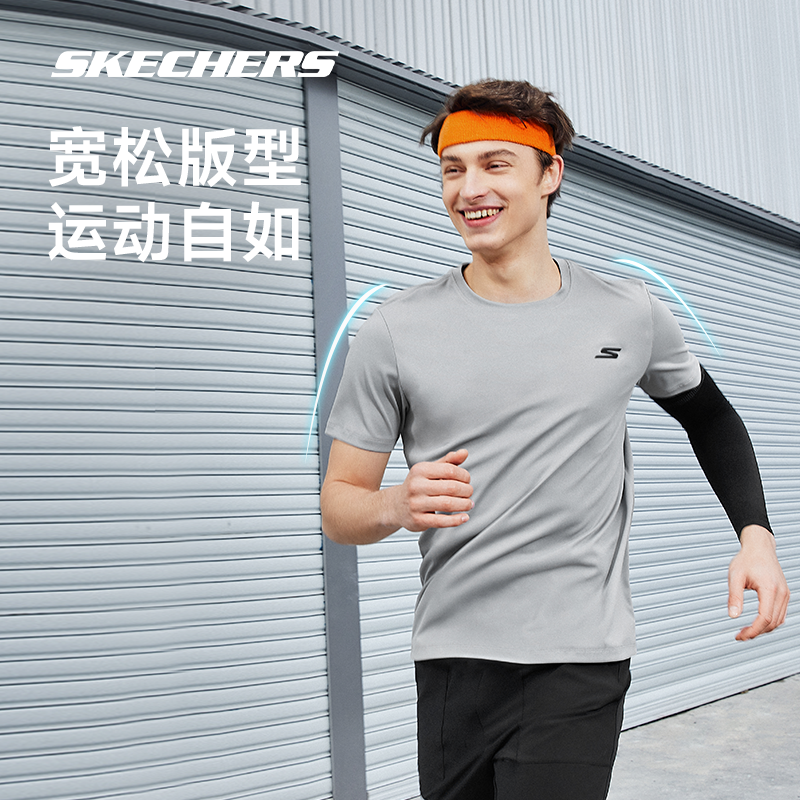 skechers速干男2023春款健身t恤 skechers运动运动T恤