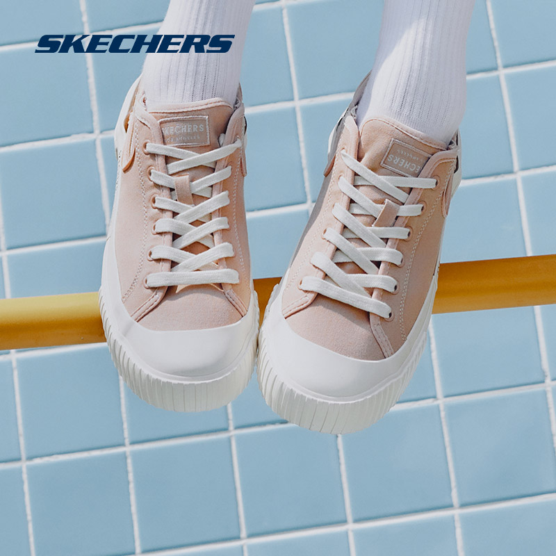 Skechers斯凯奇New Moon帆布鞋百搭小白鞋女休闲鞋饼干鞋百搭板鞋 - 图2