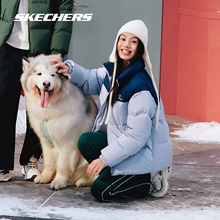 Skechers斯凯奇冬季拼色立领保暖短款羽绒服