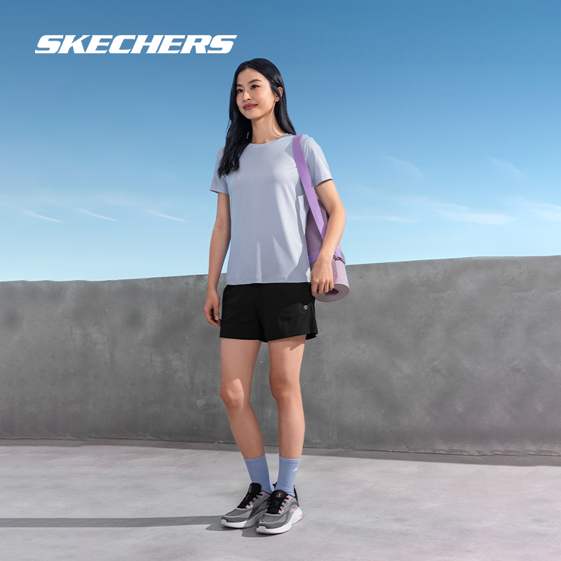 Skechers斯凯奇凉感运动短裤女吸湿速干裤头防晒干爽舒适透气裤子