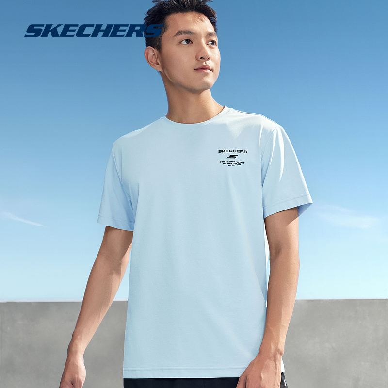 Skechers斯凯奇运动套装男女同款短袖短裤速干运动休闲吸湿上衣 - 图2