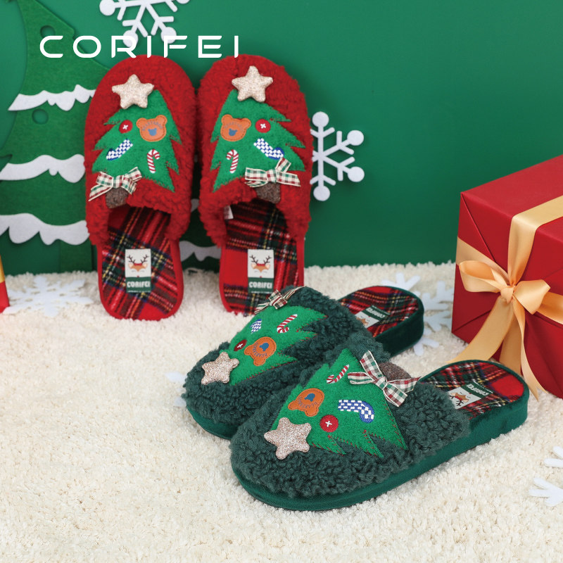 家丽芙2024礼盒装女士棉拖鞋冬居家室内鞋圣诞节礼物高级轻奢拖鞋