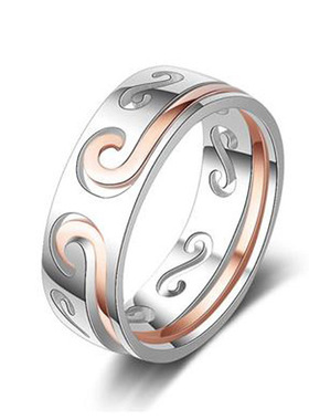 组合钛钢可刻字情侣戒指爆款新品