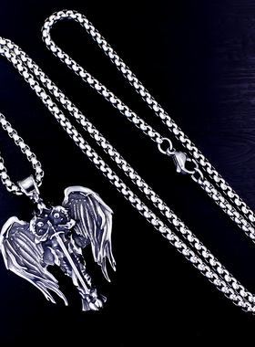 欧美外贸热销复古大天使饰品维京奥丁男士吊坠项链