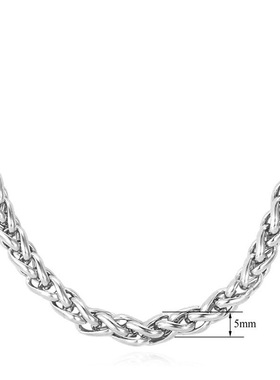 霸气风龙骨麦穗男士长款钛钢项链