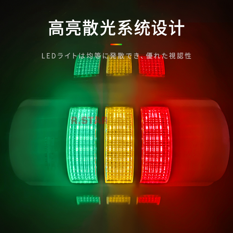 R.STAR壁挂式警示灯LED三色灯12v/24V声光报警半圆多层信号灯蜂鸣