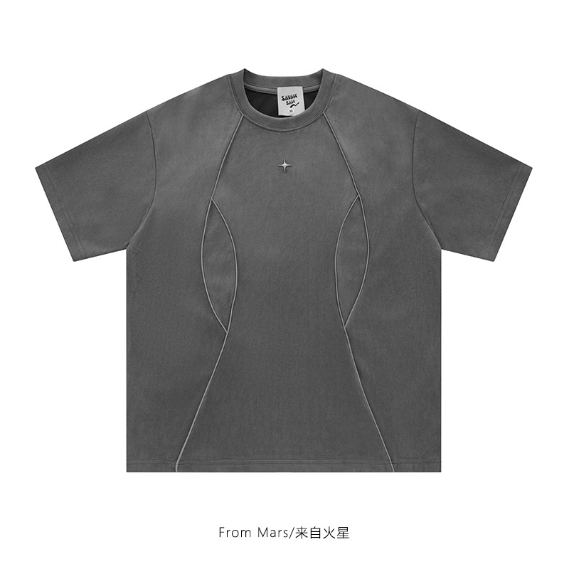 From Mars 黑夜里的光 潮牌反光条四芒星金属标短袖T恤宽松情侣款,淘宝优惠券,粉丝福利购,淘宝优惠卷